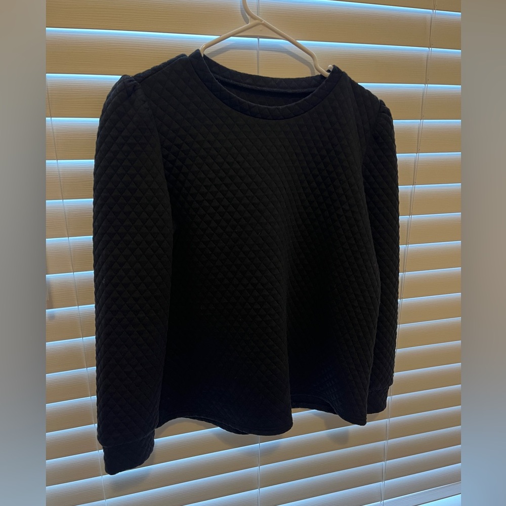 SHEIN Unity Solid Puff Sleeve Quilted Sweat